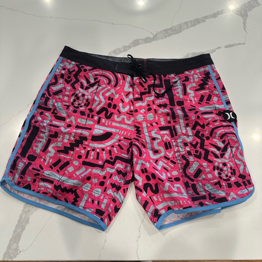 Hurley Pink and Black Swim Shorts